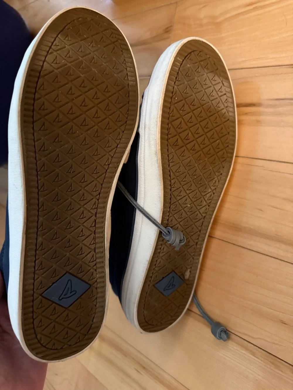 Sperry Navy Canvas Lace-Up Boat Shoes with Gray Laces - Picture 3 of 3
